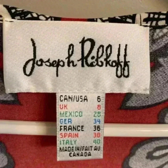 Joseph Ribkoff  red/black shawl, fringe,size 6 - Picture 3 of 6